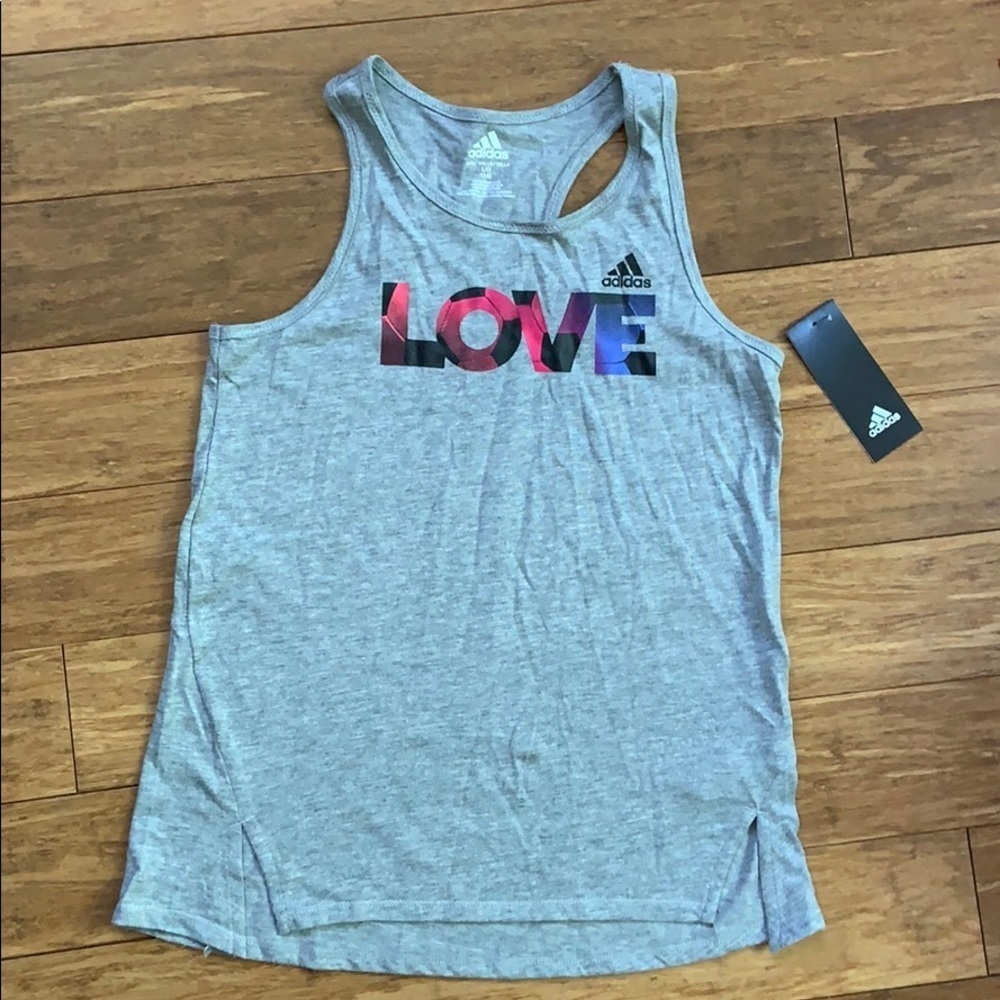 ☀️ 3/$36 or 2/$30 NEW ADIDAS Girls Razorback Tank Grey sz Large